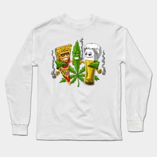Weed Beer and Pizza Stoners Long Sleeve T-Shirt